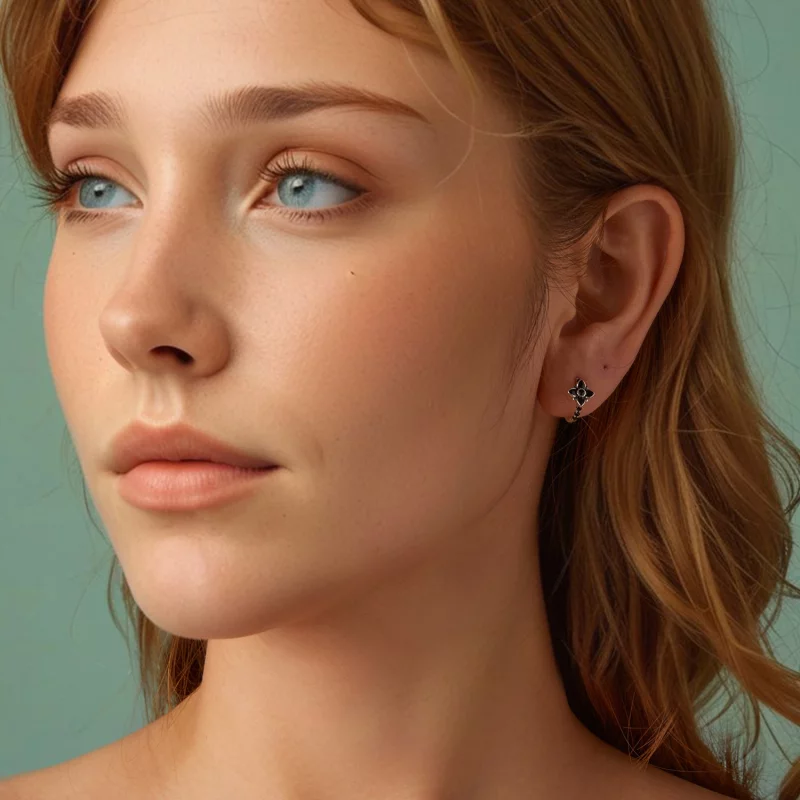 (image pour) Boucles d'oreilles Fleur Nocturne Style PANDORA - SCE1801 - Afficher 7