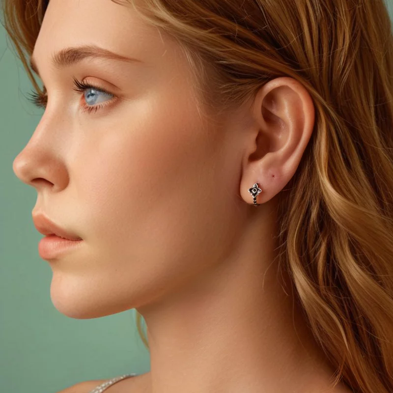 (image pour) Boucles d'oreilles Fleur Nocturne Style PANDORA - SCE1801 - Afficher 8