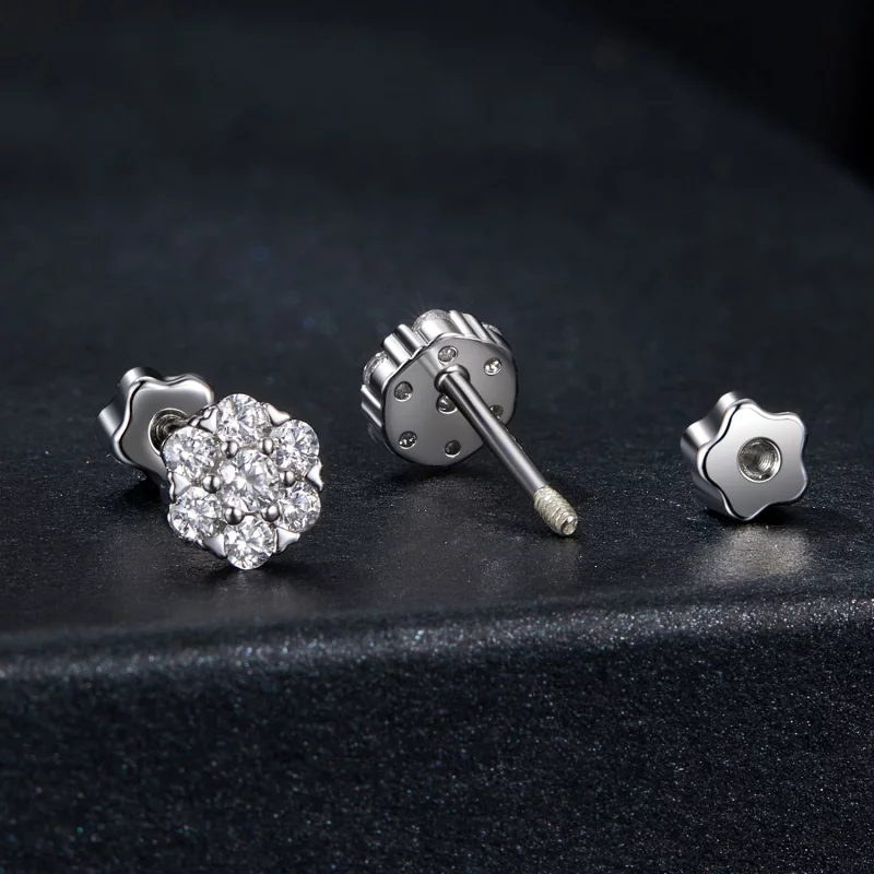 (image pour) Boucles d'oreilles Moissanite Style PANDORA (avec un certificat) - MSE059 - Afficher 2