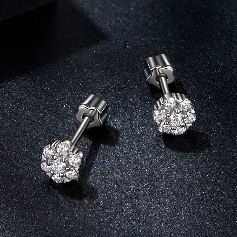 (image pour) Boucles d'oreilles Moissanite Style PANDORA (avec un certificat) - MSE059 - Afficher 3