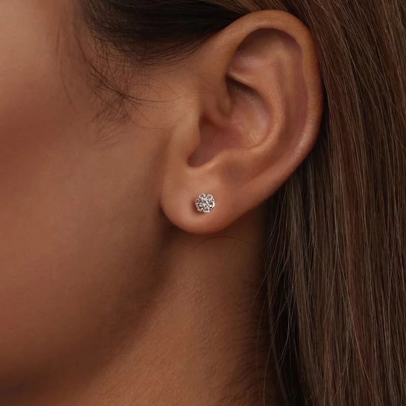 (image pour) Boucles d'oreilles Moissanite Style PANDORA (avec un certificat) - MSE059 - Afficher 6