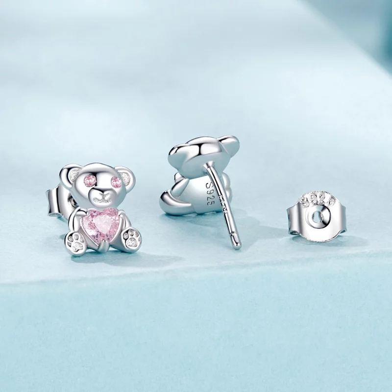 (image pour) Boucles d'oreilles Ourson d'Amour Style PANDORA - SCE1774 - Afficher 2