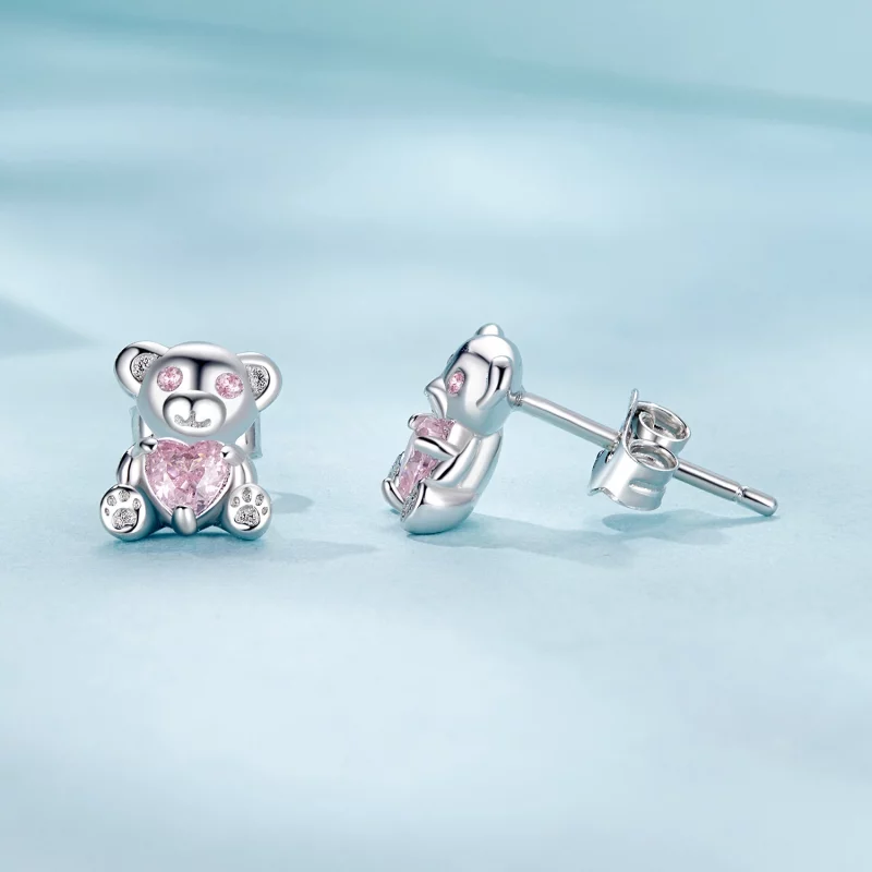 (image pour) Boucles d'oreilles Ourson d'Amour Style PANDORA - SCE1774 - Afficher 4