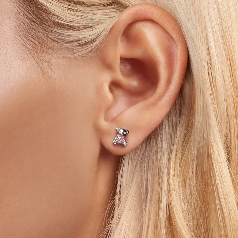 (image pour) Boucles d'oreilles Ourson d'Amour Style PANDORA - SCE1774 - Afficher 5