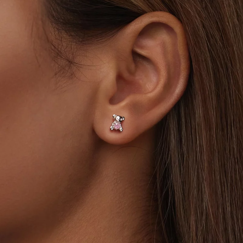 (image pour) Boucles d'oreilles Ourson d'Amour Style PANDORA - SCE1774 - Afficher 6