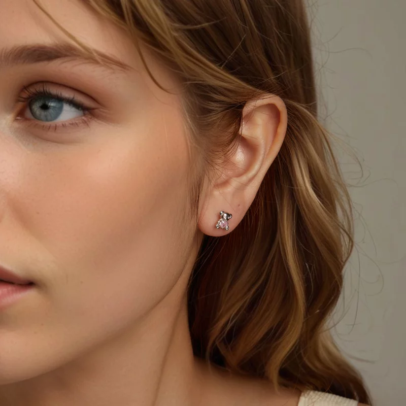 (image pour) Boucles d'oreilles Ourson d'Amour Style PANDORA - SCE1774 - Afficher 7