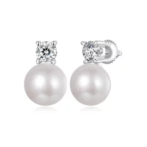 Boucles d'oreilles PANDORA Style perle naturelle 0,5 ct moissanite - MSE042-L (image pour) Boucles d'oreilles PANDORA Style perle naturelle 0,5 ct moissanite - MSE042-L