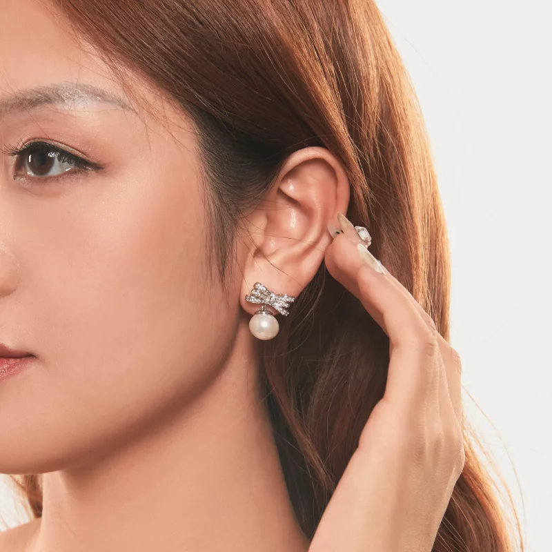(image pour) Boucles d'oreilles perles avec nœud style PANDORA - YIE247 - Afficher 9