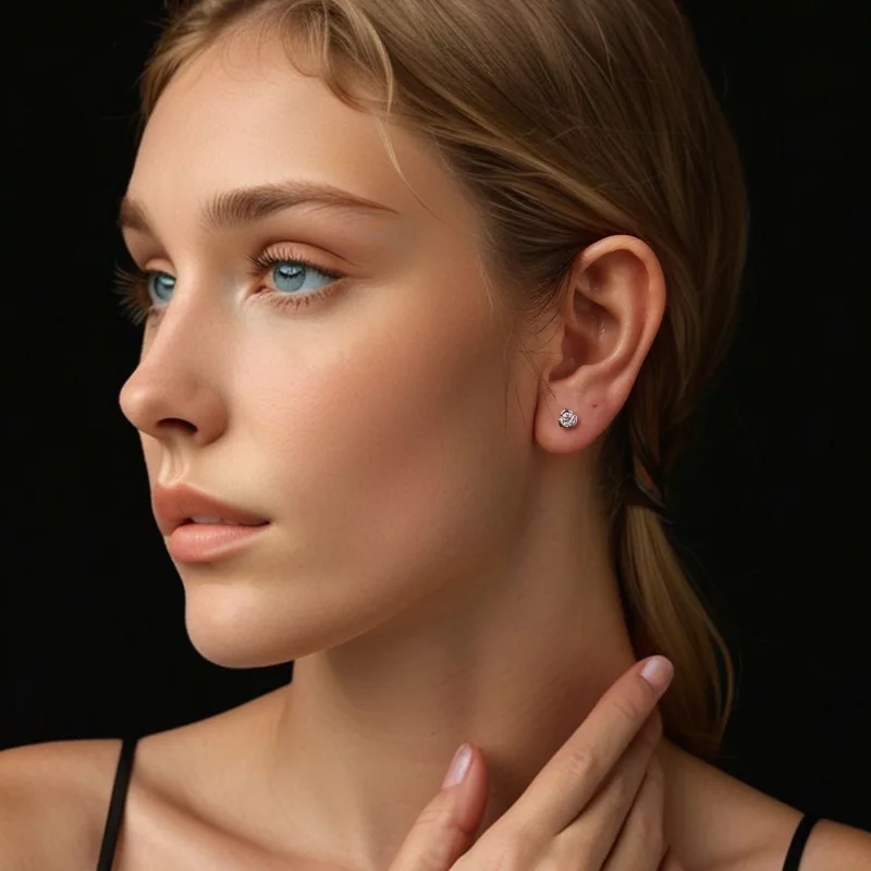 (image pour) Boucles d'oreilles roses en moissanite style PANDORA (avec un certificat) - MSE0 - Afficher 7