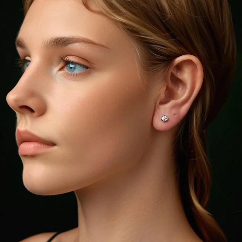 (image pour) Boucles d'oreilles roses en moissanite style PANDORA (avec un certificat) - MSE0 - Afficher 8