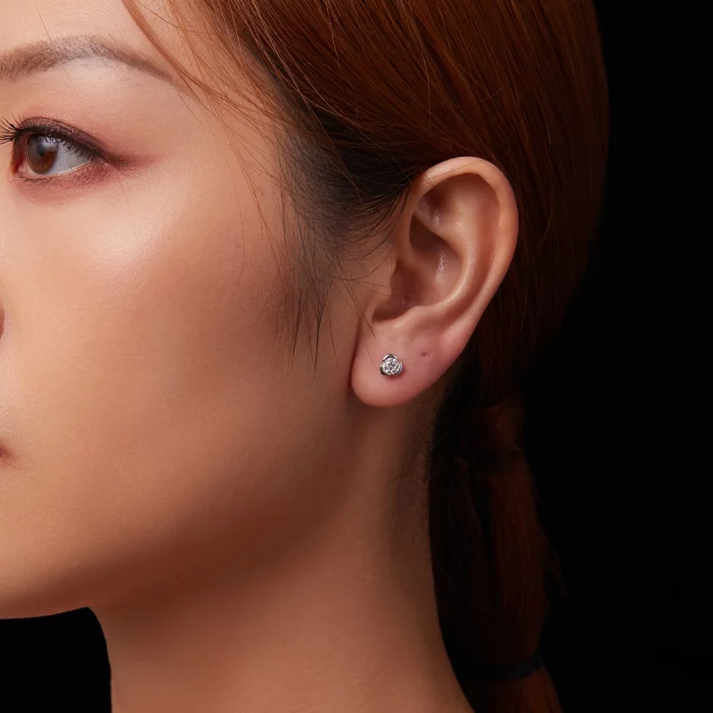 (image pour) Boucles d'oreilles roses en moissanite style PANDORA (avec un certificat) - MSE0 - Afficher 9