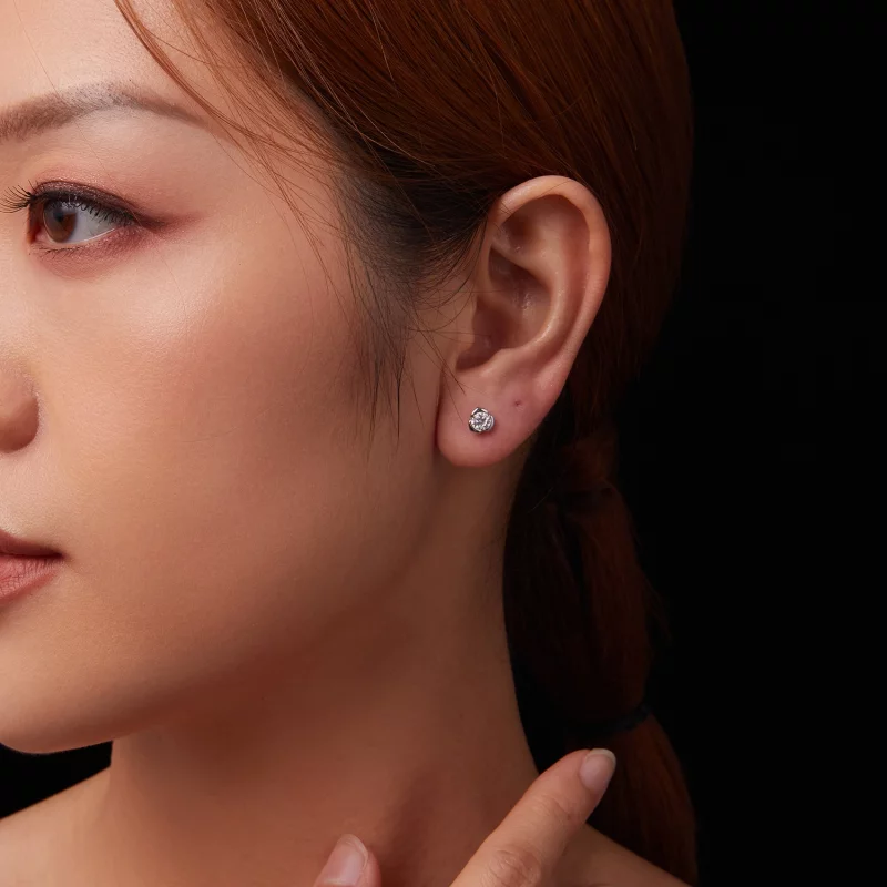 (image pour) Boucles d'oreilles roses en moissanite style PANDORA (avec un certificat) - MSE0 - Afficher 10