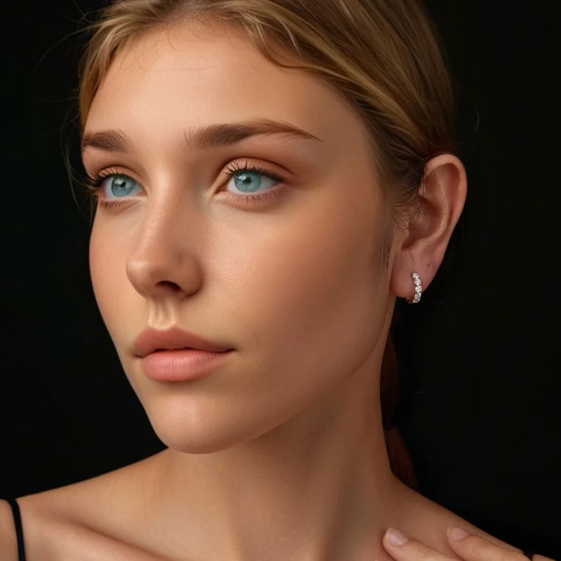 (image pour) Boucles d'oreilles scintillantes style PANDORA (un certificat) - MSE069 - Afficher 7