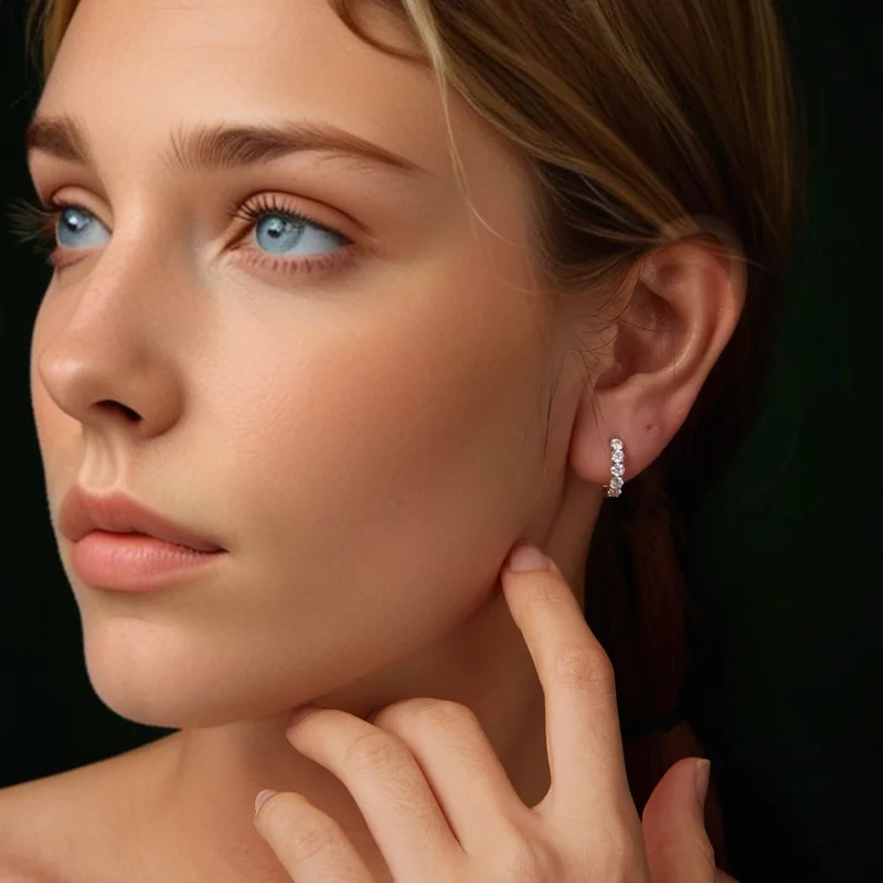 (image pour) Boucles d'oreilles scintillantes style PANDORA (un certificat) - MSE069 - Afficher 8