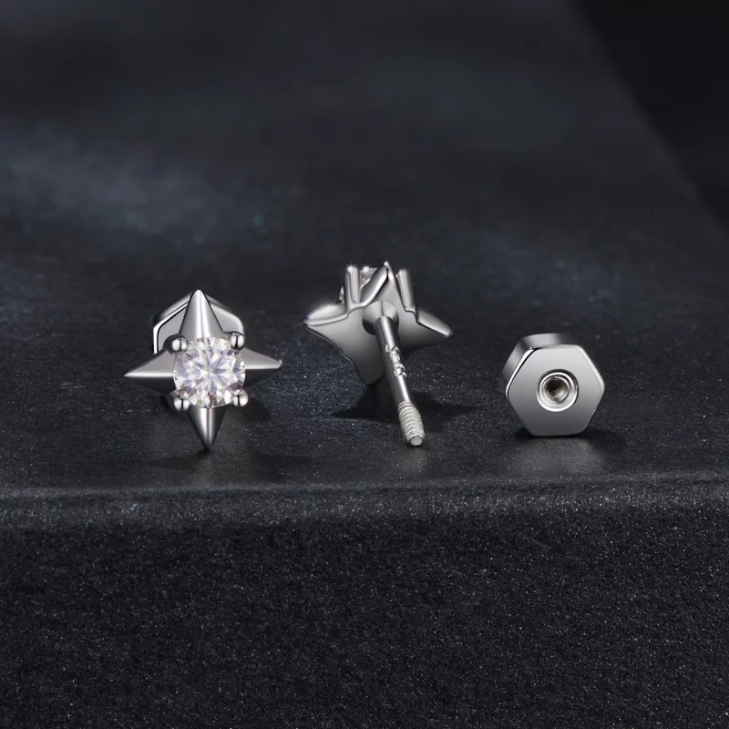 (image pour) Boucles d'oreilles scintillantes étoile style PANDORA (un certificat) - MSE067 - Afficher 2