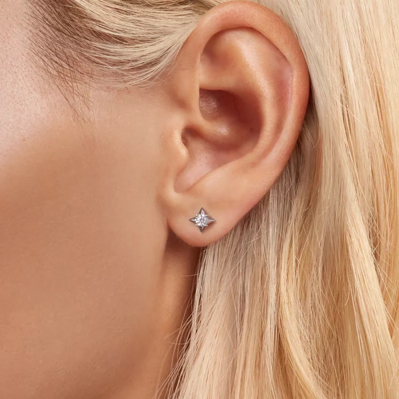 (image pour) Boucles d'oreilles scintillantes étoile style PANDORA (un certificat) - MSE067 - Afficher 5