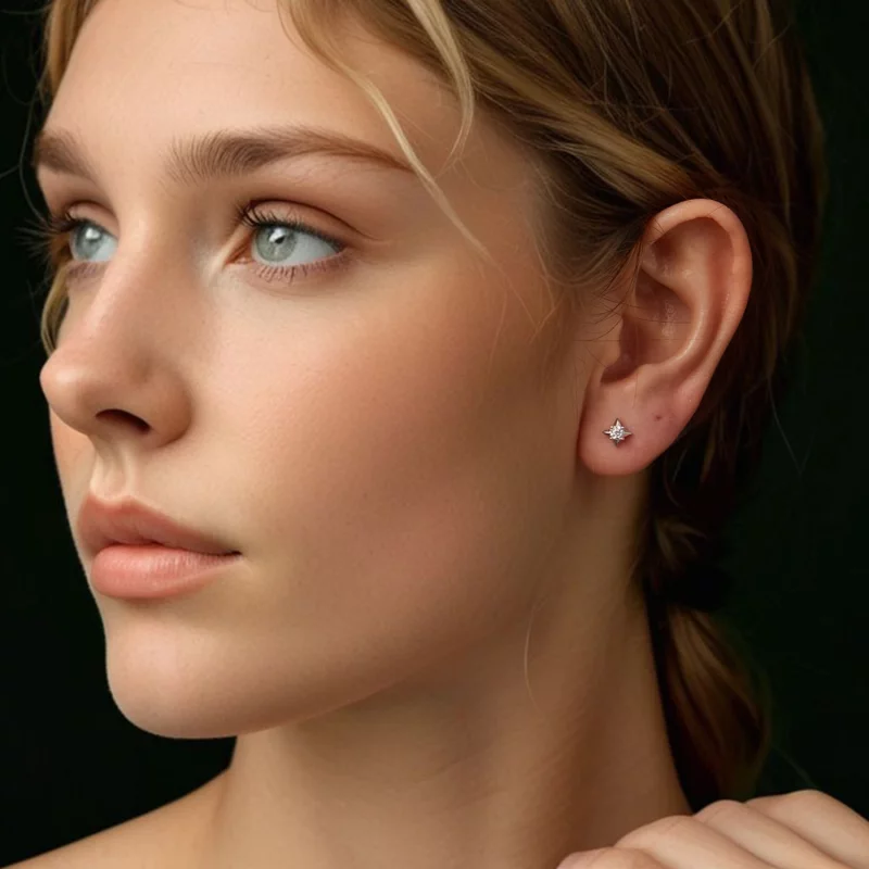 (image pour) Boucles d'oreilles scintillantes étoile style PANDORA (un certificat) - MSE067 - Afficher 8