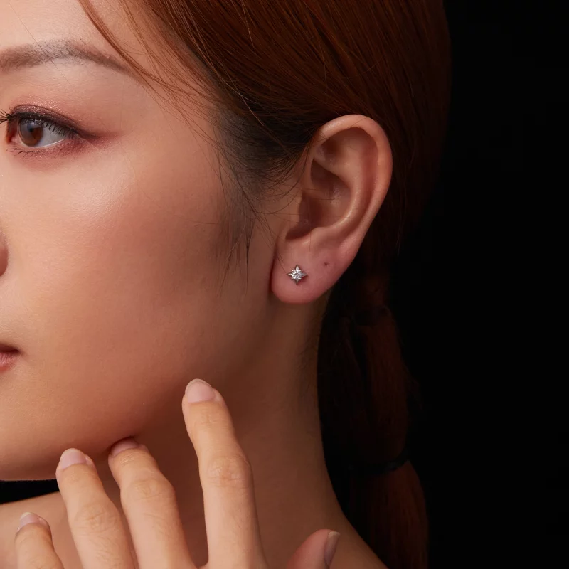 (image pour) Boucles d'oreilles scintillantes étoile style PANDORA (un certificat) - MSE067 - Afficher 9