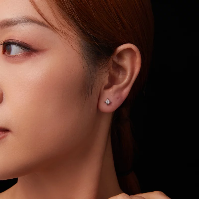 (image pour) Boucles d'oreilles scintillantes étoile style PANDORA (un certificat) - MSE067 - Afficher 10