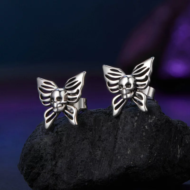 (image pour) Boucles d'oreilles Style PANDORA Crâne Papillon - SCE1798 - Afficher 2