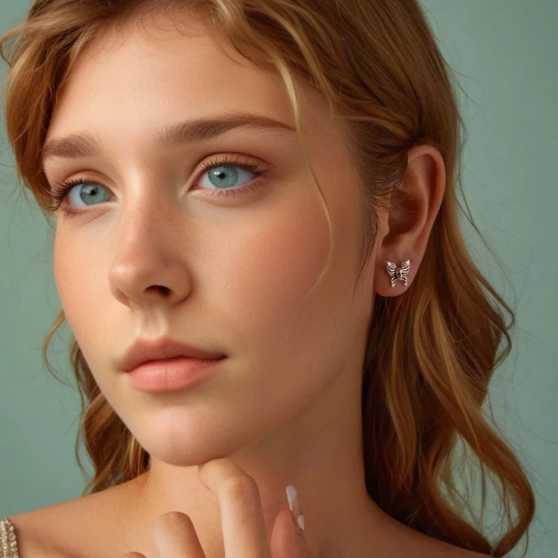 (image pour) Boucles d'oreilles Style PANDORA Crâne Papillon - SCE1798 - Afficher 7
