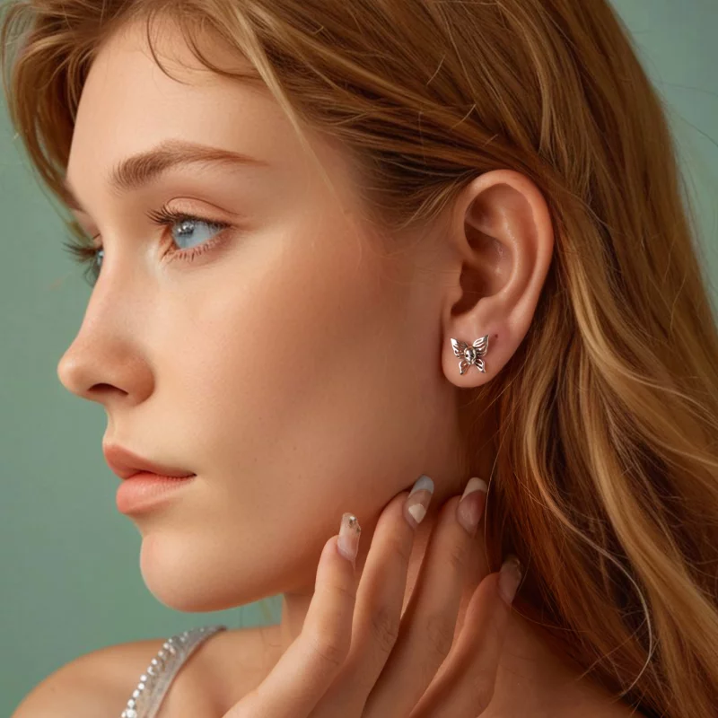 (image pour) Boucles d'oreilles Style PANDORA Crâne Papillon - SCE1798 - Afficher 8