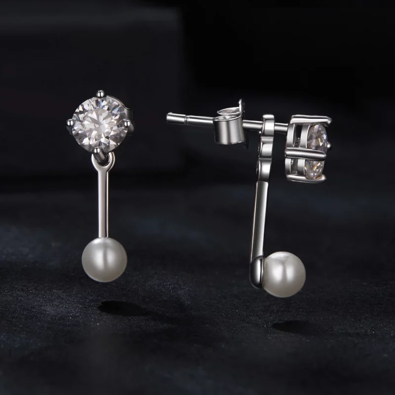 (image pour) Boucles d'oreilles Style PANDORA Simple devant et derrière (deux certificats) - - Afficher 3