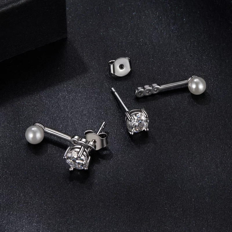 (image pour) Boucles d'oreilles Style PANDORA Simple devant et derrière (deux certificats) - - Afficher 4