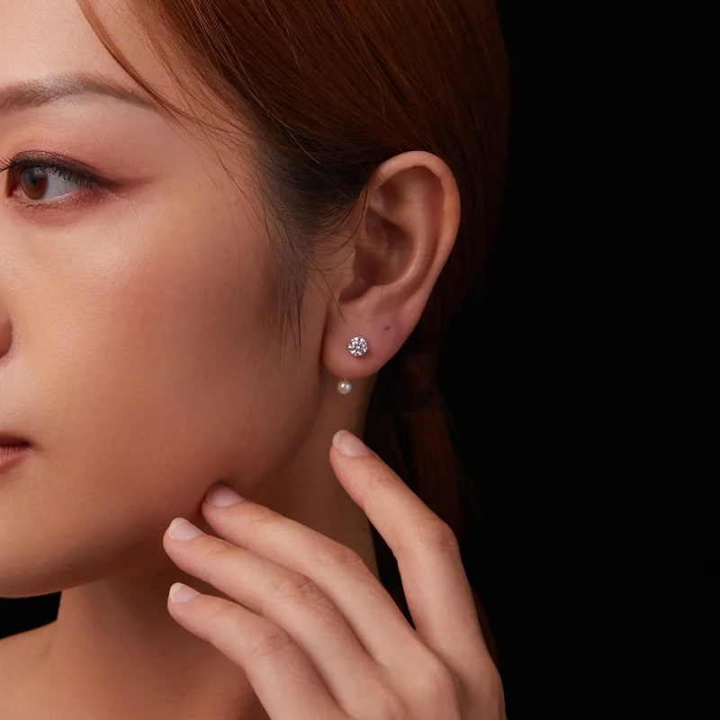 (image pour) Boucles d'oreilles Style PANDORA Simple devant et derrière (deux certificats) - - Afficher 10