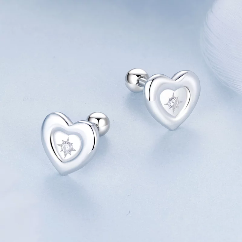 (image pour) Boucles d'oreilles Étoile Éclatante en Forme de Cœur PANDORA - BSE1045 - Afficher 3
