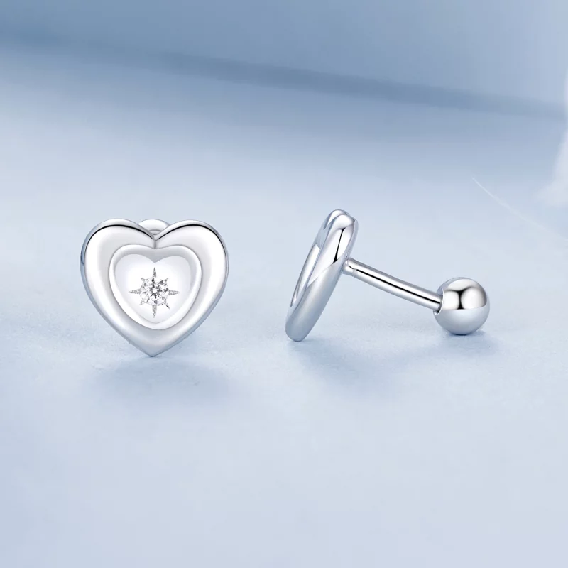 (image pour) Boucles d'oreilles Étoile Éclatante en Forme de Cœur PANDORA - BSE1045 - Afficher 4