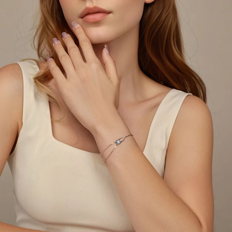 (image pour) Bracelet PANDORA Style en Aigue-marine Naturelle - BSB191 - Afficher 7