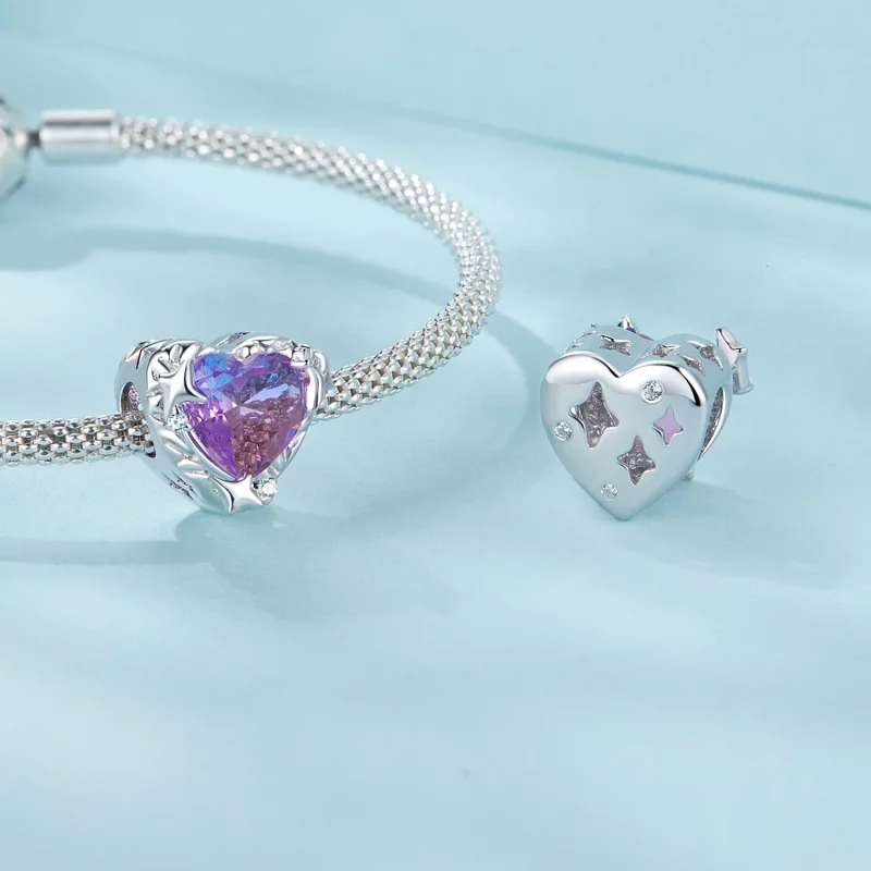 (image pour) Charme Cœur Dégradé Violet Rose PANDORA Style - SCC2824 - Afficher 4