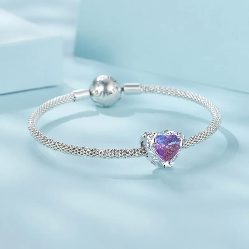 (image pour) Charme Cœur Dégradé Violet Rose PANDORA Style - SCC2824 - Afficher 5