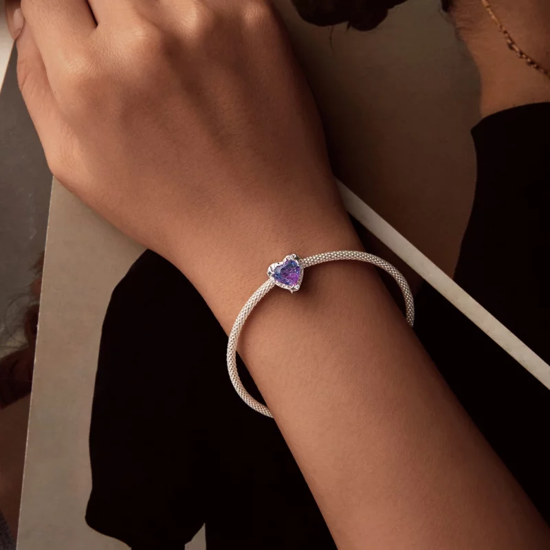 (image pour) Charme Cœur Dégradé Violet Rose PANDORA Style - SCC2824 - Afficher 6