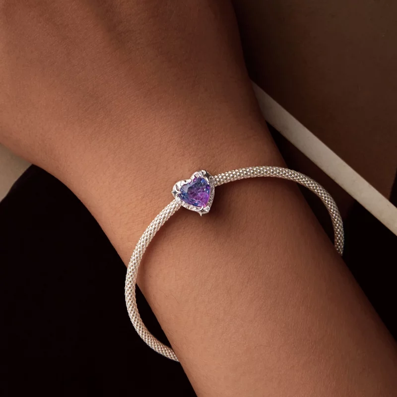 (image pour) Charme Cœur Dégradé Violet Rose PANDORA Style - SCC2824 - Afficher 7