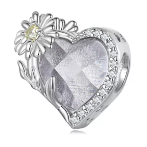 Charme cœur en pierre de naissance d'avril PANDORA Style - BSC660-4 (image pour) Charme cœur en pierre de naissance d'avril PANDORA Style - BSC660-4