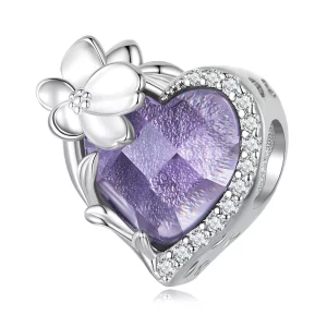 Charme cœur en pierre de naissance de février PANDORA Style - BSC660-2 (image pour) Charme cœur en pierre de naissance de février PANDORA Style - BSC660-2