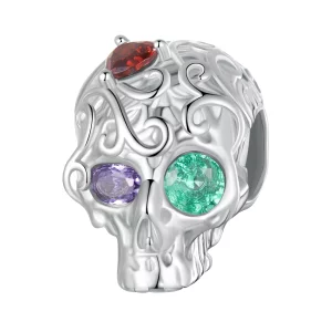 (image pour) Charme PANDORA Style Crâne avec motif floral - SCC2893