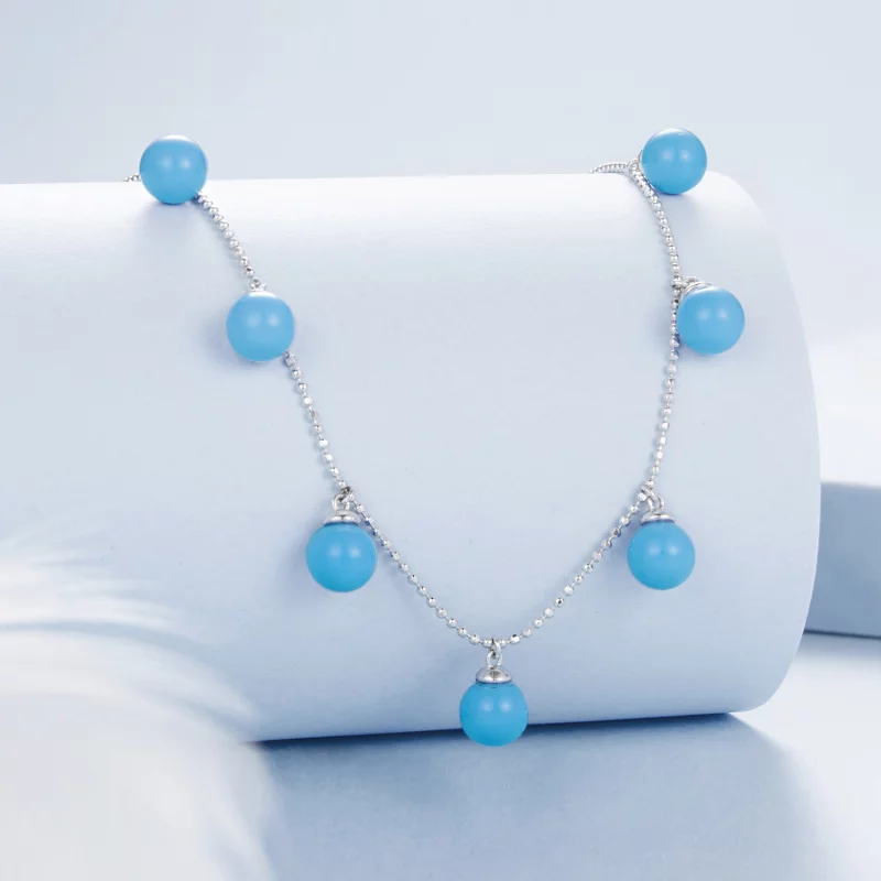 (image pour) Collier clavicule bleu turquoise style PANDORA - BSN405 - Afficher 2