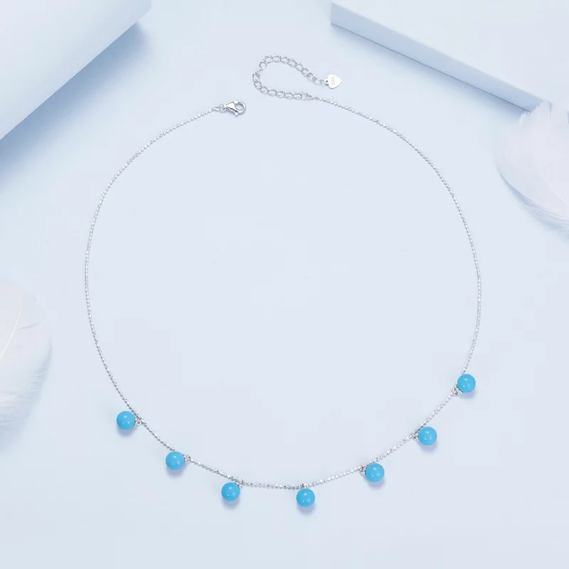 (image pour) Collier clavicule bleu turquoise style PANDORA - BSN405 - Afficher 5