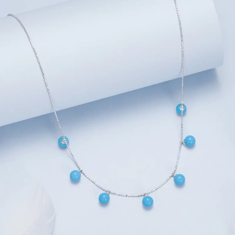 (image pour) Collier clavicule bleu turquoise style PANDORA - BSN405 - Afficher 6