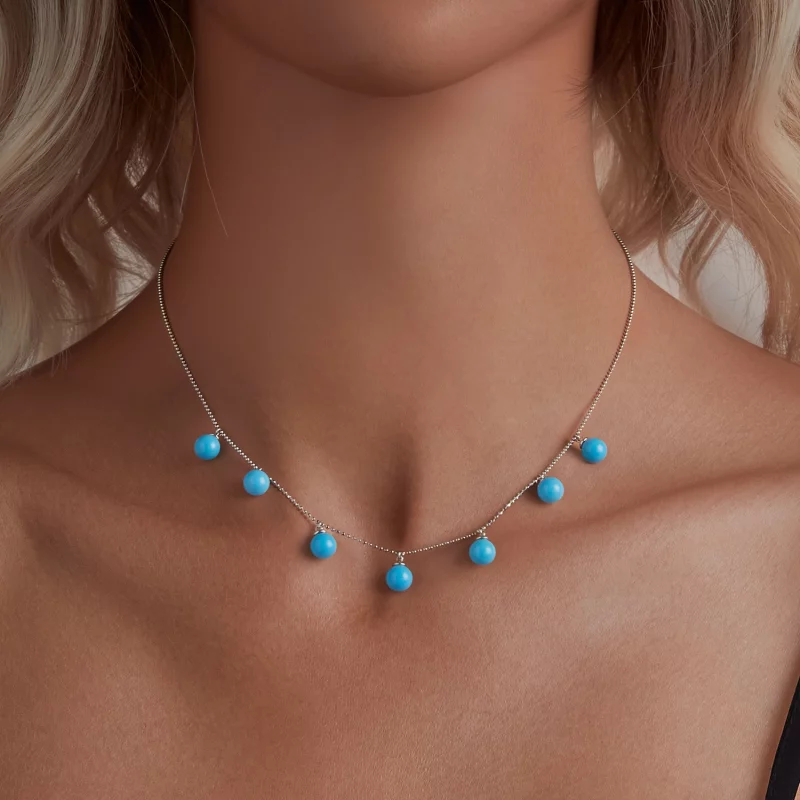 (image pour) Collier clavicule bleu turquoise style PANDORA - BSN405 - Afficher 7