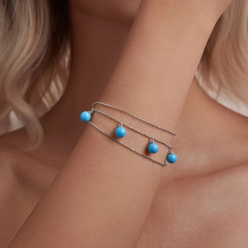 (image pour) Collier clavicule bleu turquoise style PANDORA - BSN405 - Afficher 8
