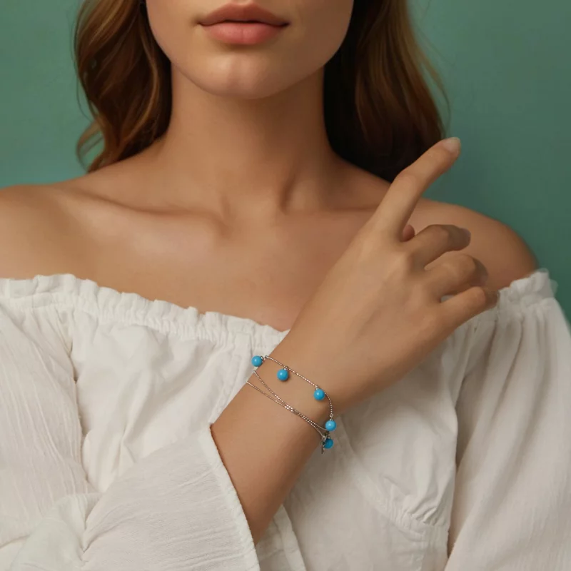 (image pour) Collier clavicule bleu turquoise style PANDORA - BSN405 - Afficher 11
