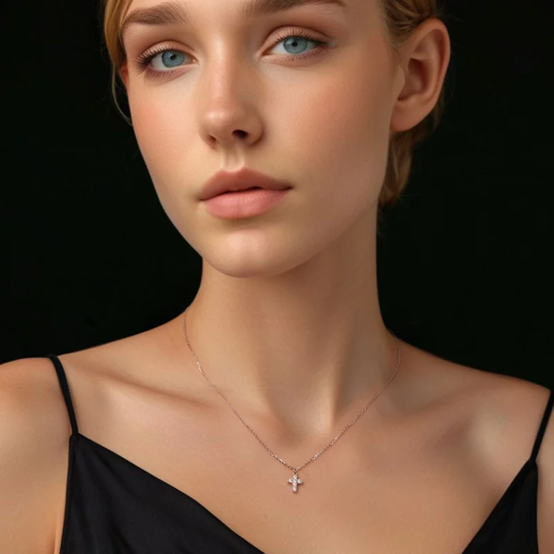 (image pour) Collier croix style PANDORA (avec un certificat) - MSN039 - Afficher 5