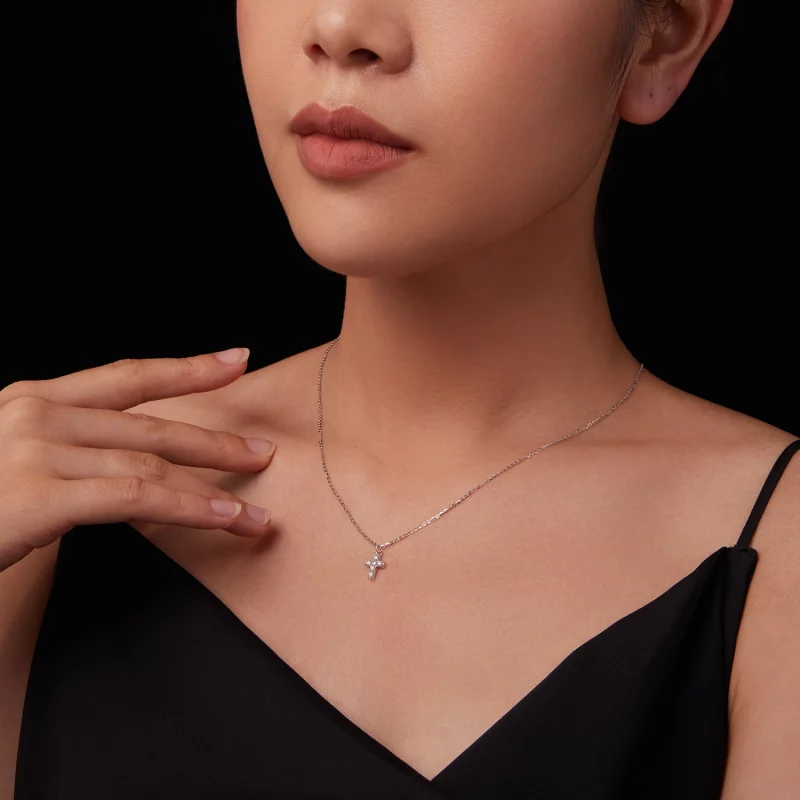 (image pour) Collier croix style PANDORA (avec un certificat) - MSN039 - Afficher 8