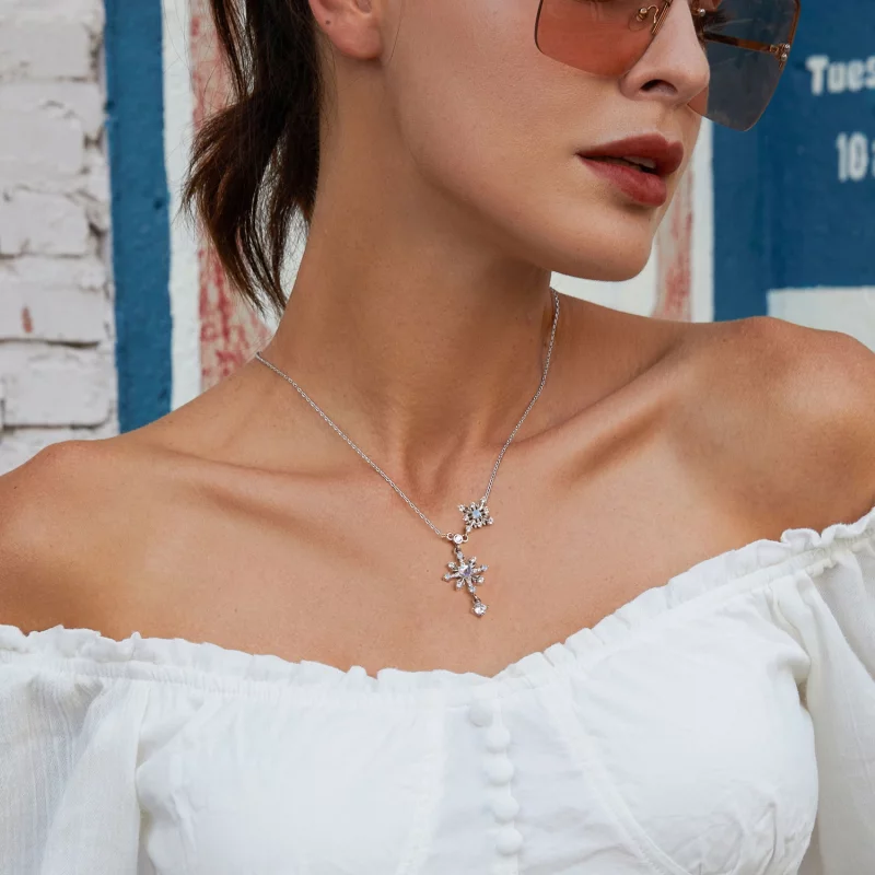 (image pour) Collier Flocon de Neige Style PANDORA - BSN364 - Afficher 8