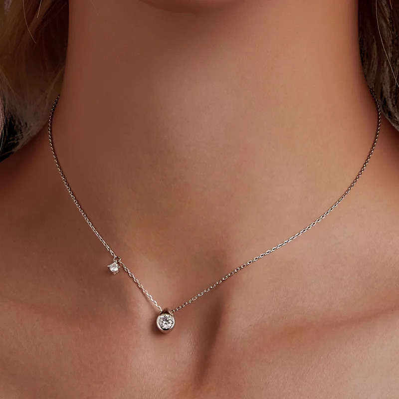 (image pour) Collier goutte PANDORA Style 0.5ct Moissanite (avec un certificat) - MSN037 - Afficher 5