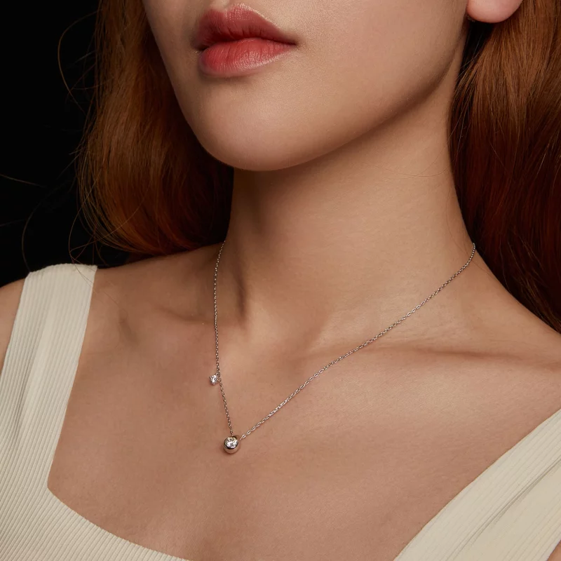 (image pour) Collier goutte PANDORA Style 0.5ct Moissanite (avec un certificat) - MSN037 - Afficher 8